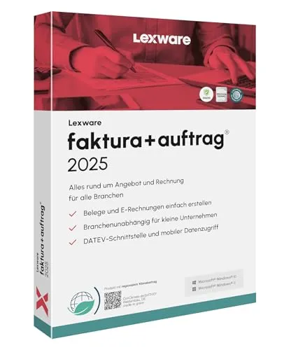 Lexware faktura+auftrag 2025 - Einfache Auftrags- und Rechnungs-Software - Office-Programme: Intuitive Fakturierungs-Software mit umfassenden Auswertungsmöglichkeiten und schneller Auftrags-Erstellung dank zentraler Stammdatenverwaltung. Ideal für effizientes Arbeiten im Büro.