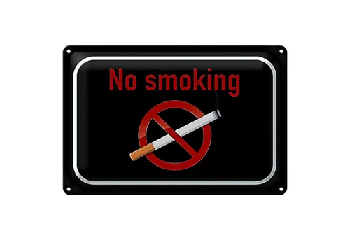 Roomando Metallschild Blechschild Verbot 30x20cm No smoking Rauchverbot schwarzes Schild