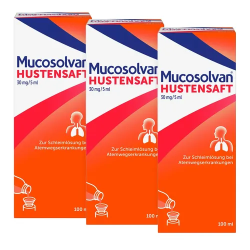 Mucosolvan Hustensaft Trio 3X100 ml - Effektive Hustenlinderung - Spezialnahrung für die Atemwege, rezeptfreier Hustensaft mit 300 ml zur Linderung von Husten und Unterstützung der Schleimlösung.