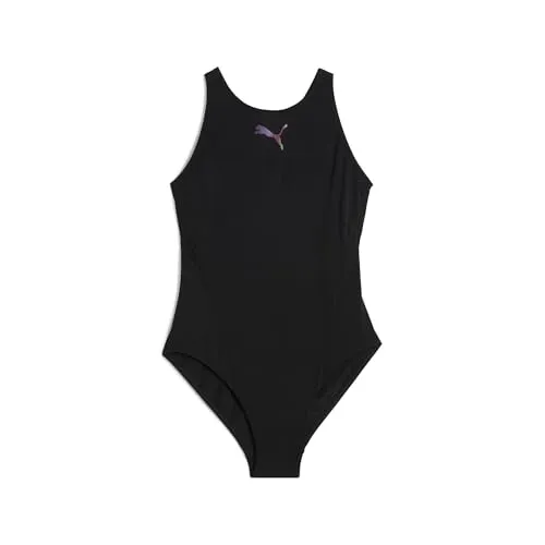 PUMA Damen Raceback Swimsuit - Schwarz, L EU - Badeanzug für Damen mit sportlicher Passform und Racerback-Design, ideal für optimale Bewegungsfreiheit und Chlorfestigkeit beim Schwimmen.