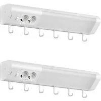 Oktaplex Talin 2er Set Unterbauleuchte 50cm mit Steckdose - Moderne Küchenbeleuchtung mit warmweißem Licht (3000K) und 1085 Lumen. Inklusive 2 Steckdosen für Küchengeräte und 6 Haken für optimale Ordnung. Einfache Installation und praktischer Schalter – für eine perfekt beleuchtete Küche.