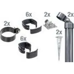 Alberts Zaunanschluss-Set für Wellengittertor, anthrazit, 2er-Set - Gartenzäune mit innovativem Fix-Clip Pro® System für einfache Montage ohne Werkzeug. Einschlagbodenhülse und langlebige Kunststoffbeschichtung bieten zuverlässige Stabilität.