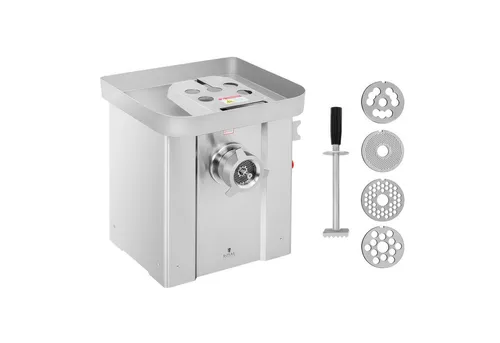 Royal Catering Fleischwolf 150 kg/h - Elektrisch Gastro Profi aus Edelstahl - Küchenmaschinen für Gastronomie, leistungsstarker 1500 W Fleischwolf mit Metallgetriebe für effizientes Arbeiten bei hohem Durchsatz.