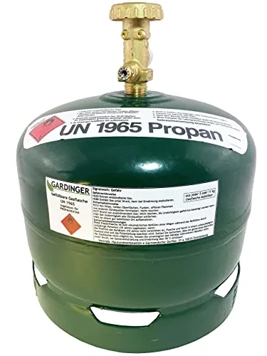GARDINGER 1,9 kg leere Propangasflasche mit Sicherheitsventil - Kochfelder: Befüllbare 1,9 kg Propangasflasche von GARDINGER, ideal für VW California Beach, sicher dank Sicherheitsventil und aus robustem Stahl gefertigt.