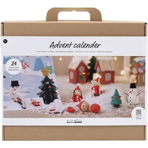 Creativ Company Bastelset Adventskalender - Modellieren-Wichtel, komplettes Bastelmaterial für kreative DIY-Projekte ab 5 Jahren