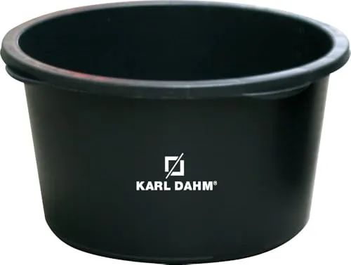 Karl Dahm Mörtelkübel 65 Liter Rund I Mörtelwanne in Schwarz zum anrühren von Zement, Mörtel, Beton oder Schutt I Kunststoffwanne auch als Miniteich nutzbar I Passend zu Karl Dahm Rührfix – 10407
