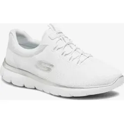 Skechers Damen Summits Sneaker - Weißes Mesh mit Silberakzenten, 38 EU - Damen-Sneaker mit atmungsaktivem Mesh-Obermaterial für optimalen Komfort und Stil.