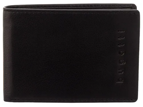 bugatti Mini Geldbörse ALDO - Sportliche Mini-Scheintasche im Querformat - Elegante Mini-Geldbörse aus Leder in Schwarz, mit RFID-Schutz und durchdachtem Platzangebot für Karten und Scheine. Ideal für den täglichen Gebrauch.