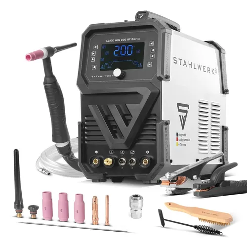 STAHLWERK Schweißgerät 3 in 1 AC/DC WIG 200 ST Digital - Vielseitiges Schweißgerät für WIG, MMA und Clean-Modus. Ideal für präzise Schweißarbeiten, mit hochwertigem Zubehör und einfacher Handhabung.