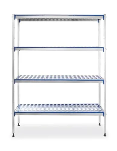 Hendi Regalsystem aus Aluminium, 128 x 40.5 x 168.5 cm - Edelstahlmöbel, robustes Regalsystem mit spülmaschinengeeigneten Böden, erweiterbar und bis 150 kg belastbar pro Regalboden.