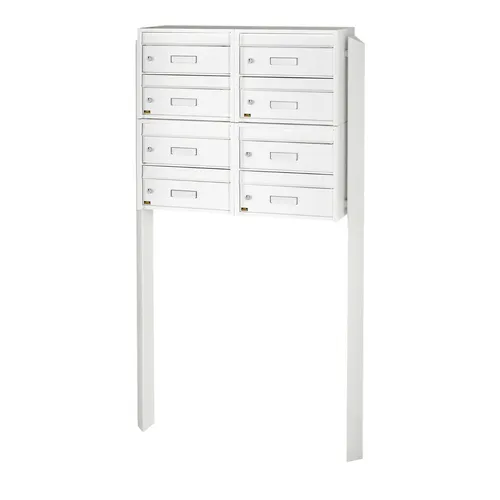 Burg Wächter 82104 W Dual-Front Briefkasten-Anlage - 8-in-4 Briefkastenanlage zum Einbetonieren aus robustem Stahl, ideal für größere Wohnanlagen und bietet viel Platz für Ihre Post.