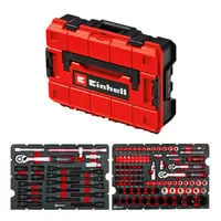 Einhell 121-tlg. Werkzeugkoffer Automotive 370515 – Perfekt für KFZ-Wartungen - Der 121-teilige Werkzeugkoffer für KFZ ist ideal für präzise Wartungen und Reparaturen. Mit schlagfesten Stecknüssen und robustem Koffer für bis zu 1.000 kg Stapelbelastung.