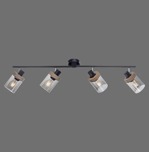 Just Light PASQUAL Deckenleuchte - 4-flammige Deckenleuchte aus schwarzem Metall und Rauchglas, mit verstellbaren Lampenschirmen für individuelle Lichtakzente in Ihrem Zuhause.