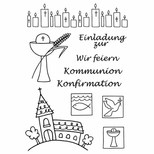 Clear Stamps "Kommunion / Konfirmation" Motivstempel efco Einladung