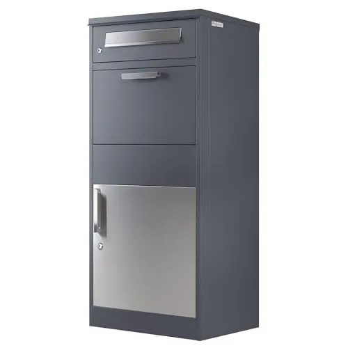 Zelsius Paketbriefkasten RAL7016 Anthrazit - WANDBRIEFKÄSTEN | Sicherer Paketbriefkasten aus verzinktem Stahl mit Edelstahl-Elementen, ideal für die bequeme Zustellung von Post und Paketen. Integrierte Rückholsperre schützt vor Diebstahl.