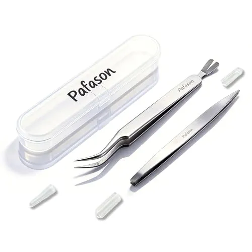 PAFASON Premium Zeckenentfernung Pinzettentool-Set, Zweiköpfig, Multifunktional Edelstahl Twister-Entferner für Hunde, Katzen, Menschen, Aufbewahrungskoffer