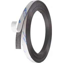 Starkes selbstklebendes Magnetband 10 mm | 5 m, Ferrit, schwarz - Hochwertiges Magnetband mit 3M-Kleber, ideal für kreative Bastelprojekte und industrielle Anwendungen. Individuell zuschneidbar und temperaturbeständig bis 80 °C. Perfekt für Organisation und Befestigung.