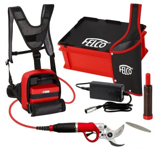 FELCO Elektrische Baum-, Rebschere mit Akku+ und Power Pack 822+ - Astschere mit leistungsstarkem Akku, ideal für präzises Schneiden und weniger Ermüdung bei der Arbeit im Garten.