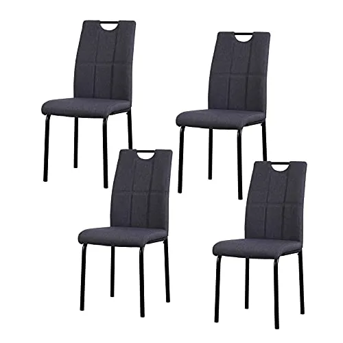 HTI-Living Polsterstuhl Denton Grau 4er-Set - Komfortable Polsterstühle für das Esszimmer, ideal für gesellige Runden. Stabile Konstruktion mit modernem Design, inklusive vier Stühlen für eine stilvolle Einrichtung.