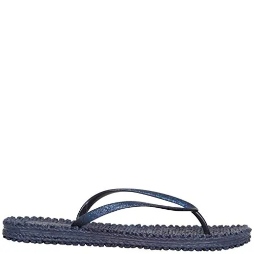 Ilse Jacobsen HORNBÆK | Cheerful01 | Damen Flip Flops mit Glitter | Dänische Design | Sommer Strand Zehentrenner | Indigo | 36 EU