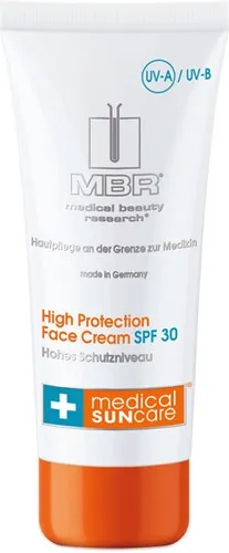 MBR Medical Beauty Research High Protection Face Cream SPF 30 100 ml - Sonnenpflege für alle Hauttypen mit SPF 30, schützt effektiv vor UV-A-Strahlung und spendet Feuchtigkeit für gesunde Bräune ohne Sonnenbrand.