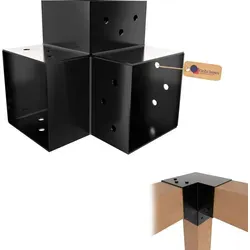 GeZu Impex Pfostenecke für 3 Balken 121 x 121 mm - Robuster Eckverbinder in Schwarz - Der Y-förmige Pfostenverbinder aus pulverbeschichtetem Stahl bietet starke Unterstützung für Pergolen und Gartenlauben. Einfach zu installieren, wetterfest und langlebig – ideal für Ihre Außenprojekte.