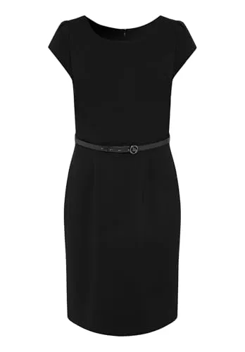 Betty & Co Damen Etuikleid mit Gürtel Schwarz, 44 - Elegantes Businesskleid mit taillierter Passform und Gürtel für eine feminine Silhouette, ideal für den professionellen Auftritt.