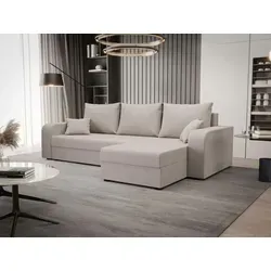 Bedante Ecksofa, Beige, 4-Sitzer L-Form - Elegantes Ecksofa mit großzügiger Schlaffläche und integriertem Stauraum, ideal für Wohnzimmer und Gäste. Hochwertiger Stoff und stabiler Rahmen sorgen für Komfort und Langlebigkeit.
