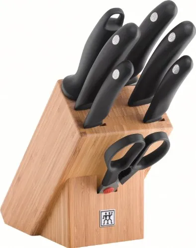 Zwilling Messerblock STYLE (8tlg) - Küchenmesser-Set mit 8 Teilen, inklusive 5 hochwertigen Messern und einem stilvollen Bambusblock, ideal für jede Küche. Die eisgehärteten Klingen garantieren Langlebigkeit und Präzision.