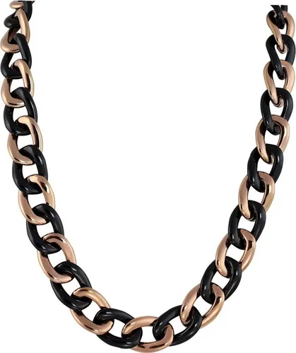 Amello Edelstahlkette Panzer Halskette schwarz 50cm - Damen Halskette aus hochwertigem Edelstahl, robust und stilvoll, ideal für jeden Anlass mit einer Länge von 50 cm.