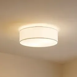 Lindby LED Textil Deckenleuchte rund 40 cm - Stilvolle Deckenlampe aus hochwertigem Stoff in Creme, ideal für Wohnzimmer und Schlafzimmer. Genießen Sie blendfreies Licht und Energieersparnis mit modernen LED-Leuchtmitteln. Ein echtes Design-Highlight!