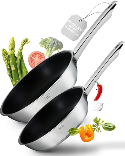 Rösle Pfannen-Set MOMENTS 2-tlg. Ø 20,28 cm - Universalpfannen, 2er-Set aus Edelstahl mit kratzfester ProPlex-Antihaftbeschichtung, ideal für fettfreies Braten und für alle Herdarten geeignet.