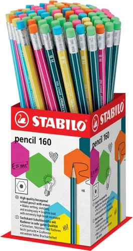 STABILO Bleistift pencil 160 mit Radierer, 72er Display - Praktischer Bleistift mit integriertem Radierer in einem 72er Display, ideal für Schulen und Büros.
