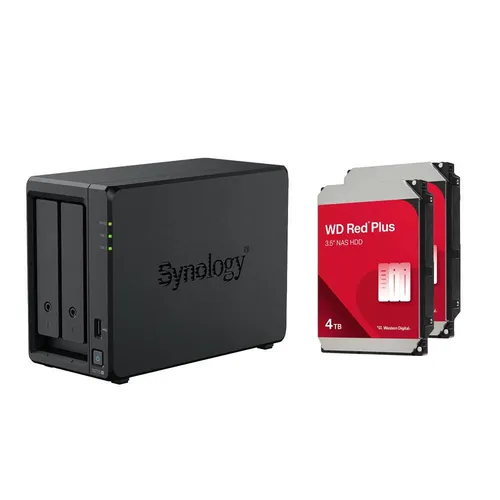 Synology Disk Station DS725+ NAS-Server (2 Schächte) + 2x WD Red WD40EFZZ SATA 3.5" HDD 4 TB Festplatte DS725+ & WD40EFZZ