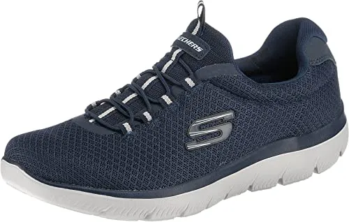 Skechers Herren Summits Slip On Sneaker, Navy Mesh Trim, 44 EU - Herren-Sneaker aus atmungsaktivem Mesh, ideal für Komfort und lässigen Stil im Alltag.