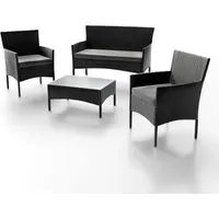 Juskys Polyrattan Sitzgruppe Fort Myers für 4 Personen - Loungemöbel Set mit 2er Sofa, 2 Stühlen und Tisch, wetterfest und pflegeleicht für entspannte Stunden im Garten oder auf dem Balkon.