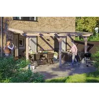 Skan Holz Terrassenüberdachung Rimini 541 cm x 250 cm - Hochwertige Terrassenüberdachung aus Douglasie mit stabiler Konstruktion und UV-reflektierenden Polycarbonatplatten. Ideal für wettergeschützte Entspannung im Freien.
