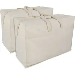 franknatur Aufbewahrungstasche für Bettdecken und Kissen - Praktische Betttasche aus 100% Baumwolle, ideal für die Aufbewahrung von Bettdecken, Kissen und Textilien. Robuste Verarbeitung mit verstärkten Kanten und großem Reißverschluss für einfachen Transport.