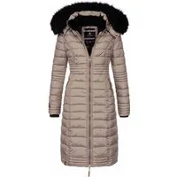 Wintermantel NAVAHOO "Umay" für Damen, Gr. XL, grau - Funktionsjacken, modischer langer Steppmantel mit abnehmbarer Kunstfellkapuze, wasserabweisend und wärmend - der perfekte Begleiter für kalte Tage!