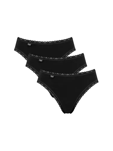 Sloggi Damen Unterhose 24/7 Cotton Lace Tai , Baumwolle, Spitzen-Optik, 3-Pack, 42, Schwarz