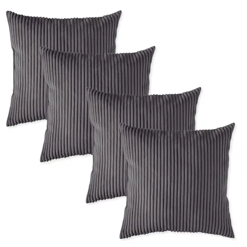 sleepling 4er Set Sofakissen Kord dunkelgrau 40x40 cm - Hochwertige Zierkissen aus robustem Kord-Polsterstoff, ideal für Sofa oder Bett. Die formstabile Füllung sorgt für optimalen Komfort. Made in EU für höchste Qualität und Nachhaltigkeit.