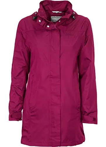 PRO-X elements Jenna Regenmantel Damen, Berry, Größe 54 - Wasserdichter Damen-Regenmantel mit 10.000 mm Wassersäule und atmungsaktiver Membran. Ideal für Outdoor-Aktivitäten und den Alltag – schützt zuverlässig vor Regen und Wind, bietet hohen Tragekomfort und praktische Taschen.