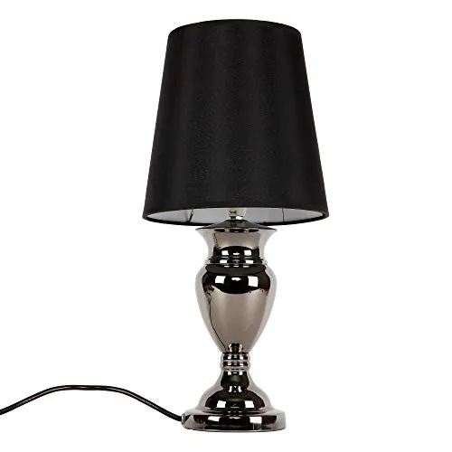 lux.pro Tischleuchte - elegante Nachttischlampe mit E14 Sockel - Moderne Tischlampe (48 cm hoch, Ø 22 cm) aus Aluminium und Stoff, ideal für stilvolle Akzente im Schlafzimmer oder Wohnzimmer.