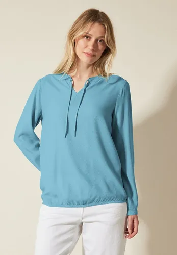 Cecil Damen Bluse mit elastischem Saum - Blusen & Tuniken für Damen, langärmlige Bluse mit geschlitztem Ausschnitt und Bindebändern, aus weicher Viskose für hohen Tragekomfort.