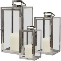 Mojawo 3er Set XXL Edelstahl Windlicht - Laternen Set 30/40/53cm - Elegante Gartenlaternen aus 100% Edelstahl in drei Größen für stimmungsvolle Beleuchtung und kreative Arrangements im Freien.