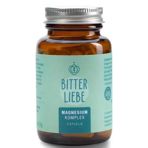 BitterLiebe - Hochdosierte Magnesium Bisglycinat Kapseln - Hochdosierte 250mg Magnesium pro Tagesdosis (2 Kapseln) für aktive Menschen. Die Kombination aus Magnesiumbisglycinat und -citrat sorgt für eine optimale Nährstoffaufnahme. 100% vegan und ohne künstliche Zusätze, Made in Germany.