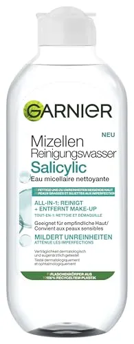 Garnier Mizellen Reinigungswasser Salicylic – All-in-1 Gesichtsreinigung & Make-up Entferner mit Salicylsäure – Für fettige, unreine & empfindliche Haut – Mattierend & klärend – 400ml