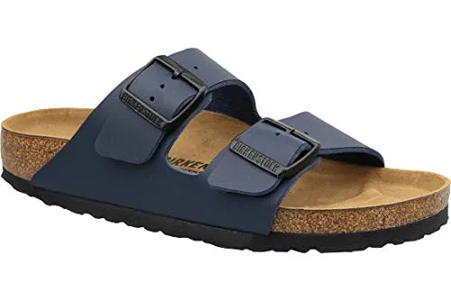 Birkenstock Pantoletten "Arizona" in Dunkelblau - Weite S - 38 - Wanderschuhe mit ergonomisch geformtem Fußbett, rutschhemmender Laufsohle und offenem Schnitt, ideal für schmale Füße.