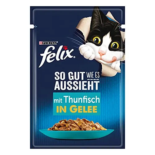 Felix So gut wie es aussieht Katzenfutter nass in Gelee, mit Thunfisch, 26er Pack (26 x 85g)