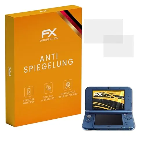 atFoliX Displayfolie kompatibel mit Nintendo New 3DS XL 2015 Schutzfolie, entspiegelnde und stoßdämpfende FX Folie (3er Set)